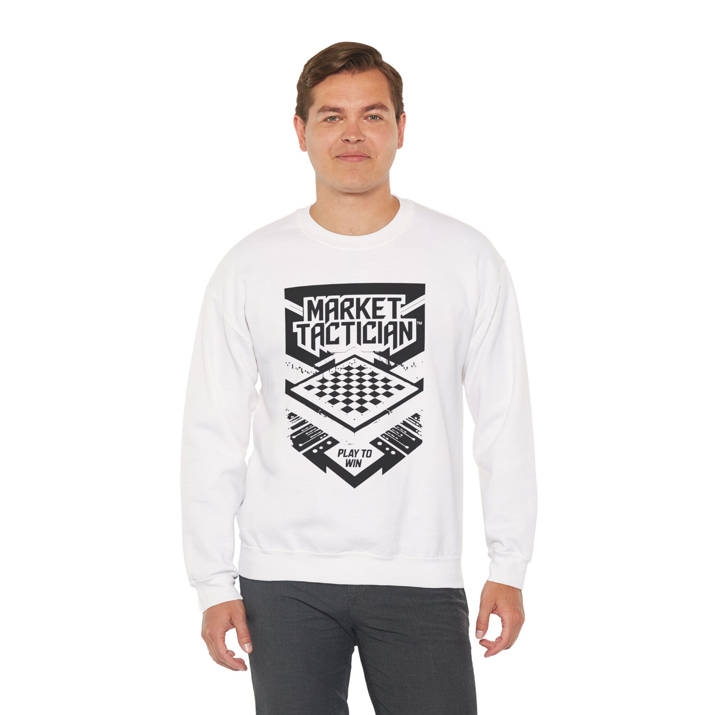 Market Tactician™ Crewneck Unisex Sweatshirt – White