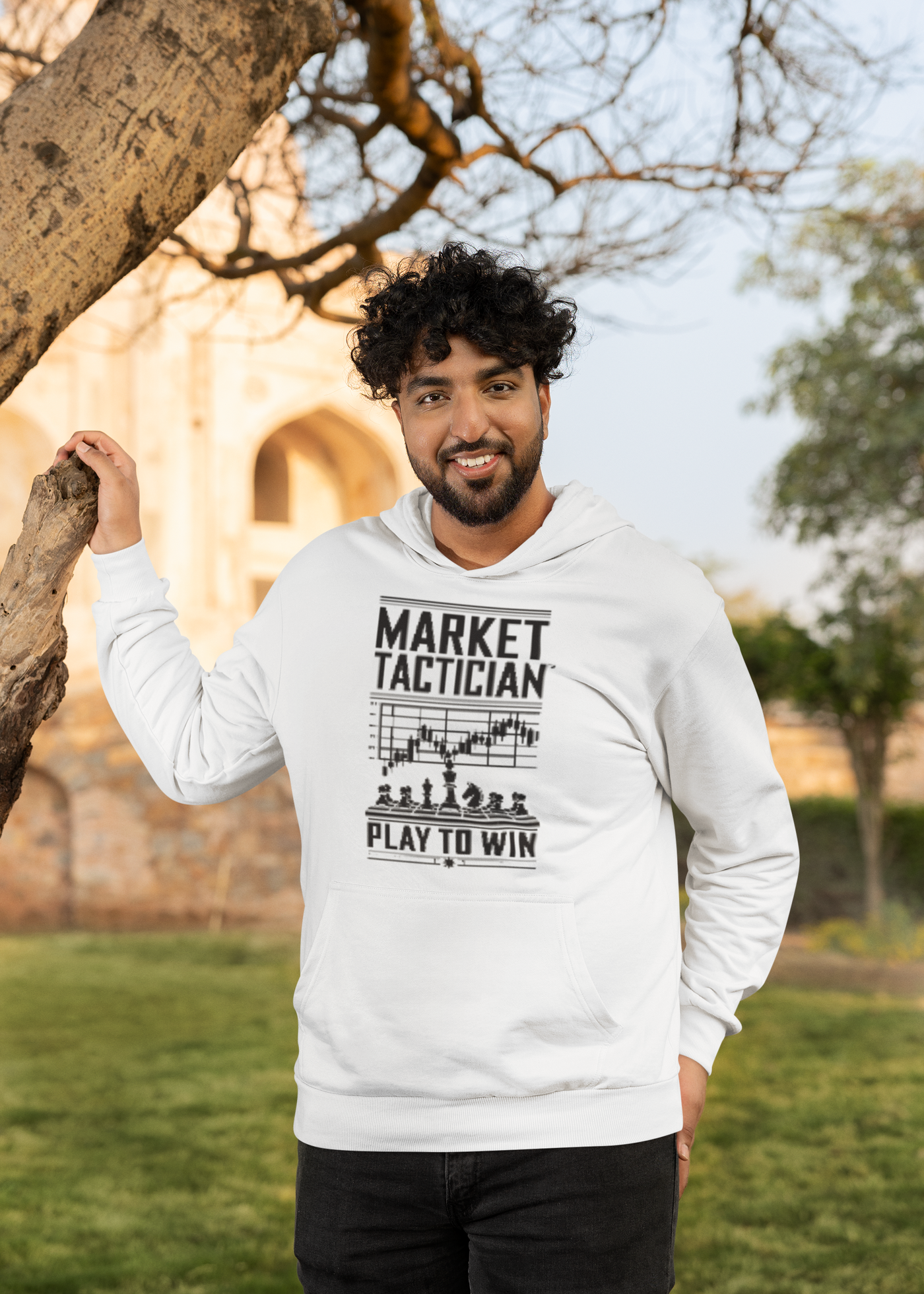 Market Tactician™ Lightweight Unisex Hoodie – White